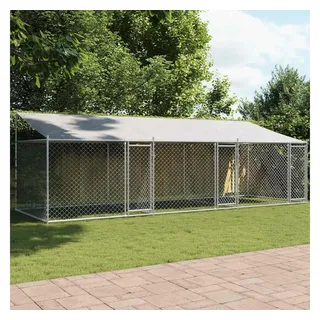 vidaXL Hundezwinger mit Dach und Türen 6 x 2 x 2 m Stahl Grau