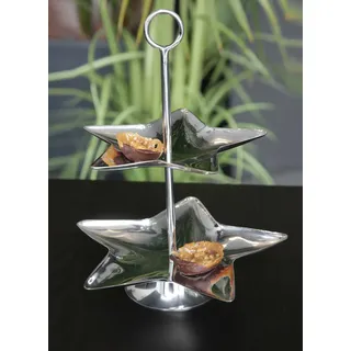 itsisa 2-stöckige Stern Etagere Silverline aus Edelstahl H: 23 cm - Pralinenetagere, Bonboniere, Pralinen, Gebäck Weihnachten
