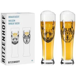 Ritzenhoff Bierglas 2er Set Brauchzeit 015, 016, Glas schwarz|weiß