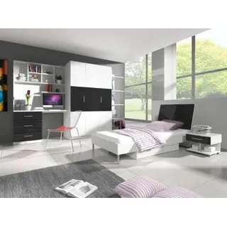 Xlmoebel Jugendzimmer-Set Hochbett mit Hochglanz-Kleiderschrank für modernes Jugendzimmer, (2-tlg., 2tlg. Kinderzimmer Set (Bett + Nachttisch), Hergestellt in Europa weiß