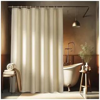 Kraftverdia Duschvorhang Leinen-Look Duschvorhang 180x200cm – Wasserdicht & Waschbar weiß