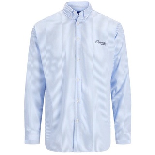 Jack & Jones Langarmhemd Hemd Gestreiftes Button-Down-Hemd BRINK DETAIL blau L