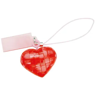 HCM Kinzel - 59195-3D Crystal Puzzle - 3D Mini Herz - Steckpuzzle, Puzzle für Erwachsene und Kinder - 14 Teile - Rot transparent - ab 14 Jahre