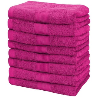 NatureMark Handtücher Handtuch 500gsm (8er-Set), 100% Baumwolle (8-St), 8X Frottier Handtücher mit Aufhänger, 50 x 100cm, Pink rosa