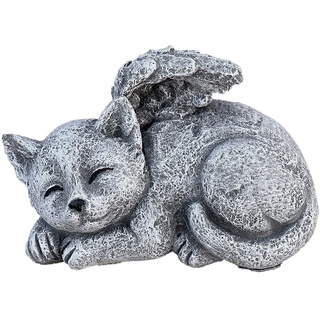 stoneandstyle Steinfigur Katze mit Engelsflügeln frostfest winterfest Steinguss