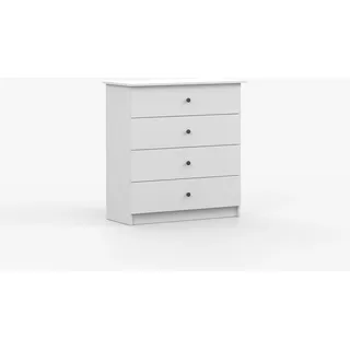 Fabryka Mebli Idźczak Kommode mit 4 Schubladen - 95cm Breit - Olaf I weiß Schrank für Wohnzimmer, Schlafzimmer, Kinderzimmer, Jugendzimmer - Schubladenkommode, Sideboard - Griff Anthrazit