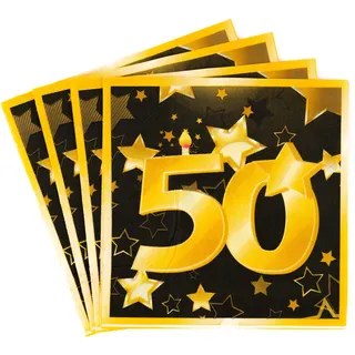 50 Geburtstag Deko Servietten Verkehrszeichen schwarz/gold - Originelle Geburtstagsdeko 50 für einen gelungenen 50 Geburtstag Frau oder Mann - Tiwoca