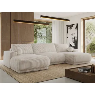 MKS Meble Ecksofa RINA U-Form Cord 3-Sitzer Beige