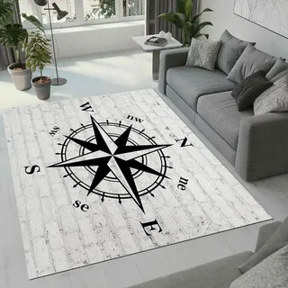 MARBRE Maritim Teppich Wohnzimmer Schlafzimmer 3D Maritim Teppiche rutschfest Waschbarer Kurzflor Teppich Grösse 80x120 cm Flauschig Weich Soft Home Outdoor Carpet Matte(4-1)