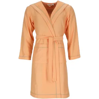 Esprit Unisex-Bademantel Modern Life, ideal für Sauna & Spa, Hotelbademantel, Morgenmantel, Langform, Wirkfrottier, Kapuze, Gürtel, Bunte Ziernähte orange S | 110 cm