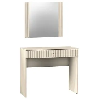 Lomadox Schminktisch SALOU-131, in kaschmir matt mit Rillenfront, B/H/T ca. 92/78/40 cm beige|braun