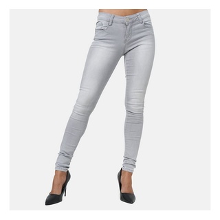 Elara Slim-fit-Jeans Elara Damen Stretch Hose Push Up Jeans (1-tlg) grau 34