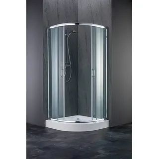 welltime Runddusche Summer Komplettdusche Viertelkreisdusche Duschabtrennung, BxT: 80x80 cm, Spar-Set, Dusche inkl. Ablaufgarnitur und Duschtasse, Duschabtrennung silberfarben