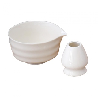 JISADER 2X Matcha-Keramikschale, Schneebesen, Teeschale und Schneebesenhalter. Traditionelle japanische Matcha-Schüssel, Weiß