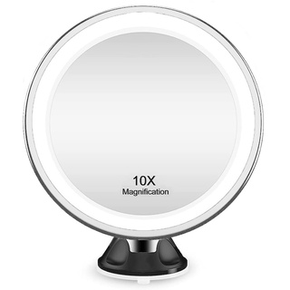 UNIQ Saugnapf-Spiegel mit LED-Licht und 10x Vergrößerung - Schwarz Kosmetikspiegel