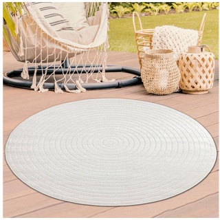 Outdoorteppich Waschbarer In- & Outdoor Teppich, Rund in creme, TeppichHome24, rund, Höhe: 5 mm beige 120 cm x 120 cm x 5 mm