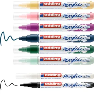 edding Acrylmarker Set 8 St. Blau/Schwarz/Silber/Mehrfarbig