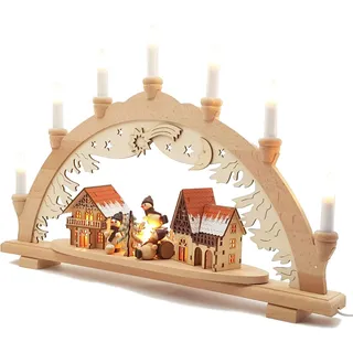 Vogtland Souvenir XXL Schwibbogen Innenbeleuchtet Schneemänner Original Schwippbogen Lichterbogen