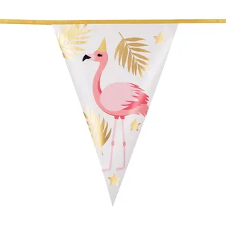 Boland 52550 - Wimpelkette Flamingo, Länge 4 m, Hängedekoration, Girlande, Tier, Dekoration, Beach Party, Geburtstag, Mottoparty, Karneval, Bunt, Einheitsgröße
