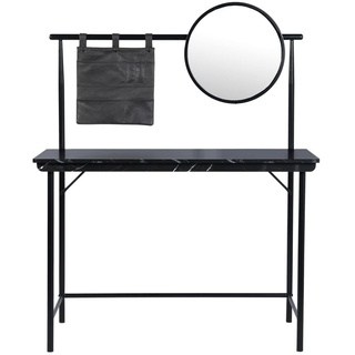 FurnitureR Schminktisch, rechteckig, Metallrahmen, Spiegel, rund, abnehmbar, mit Aufbewahrungstasche, modern und elegant, Schwarz
