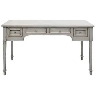 Casa Padrino Luxus Landhausstil Schreibtisch mit 4 Schubladen Antik Grau 100 x 65 x H. 75 cm - Handgefertigter Massivholz Sekretär - Büromöbel im Landhausstil