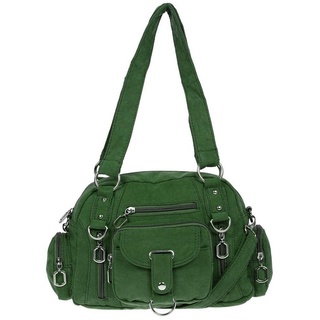 Christian Wippermann Henkeltasche Damenhandtasche Schultertasche Tasche Umhängetasche, Canvas Shopper Crossover Bag grün|schwarz