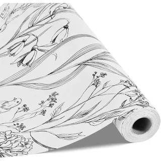 Vevor Wandtapete 45 cm x 10 m 0 g Weiß/Blumenmuster