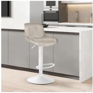 TPFLiving Barhocker Salomon höhenverstellbar Metall 2er Set Beige/Weiß