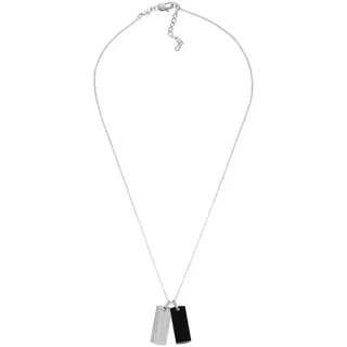 Fossil Herrenhalskette aus Edelstahl mit Karabinerverschluss Dog tag, Silber und Schwarz