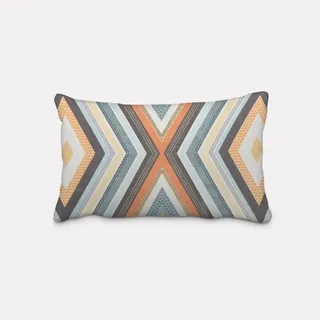 SCHÖNER LEBEN. Dekokissen Kissenhülle geometrisch Ethno Raute creme bunt 40x60cm, made in Germany,handmade braun|gelb rechteckig | 40 cm x 60 cm