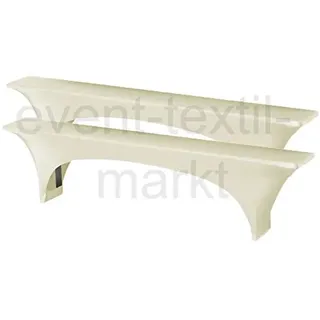 event-textil-markt 2 STK. Stretch Bierbankhussen Bierzeltgarnitur Bierbank Husse Spandex Creme/Ivory