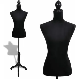 vidaXL Damenbüste Schneiderpuppe Büste Torso Angezogen Mannequin Schwarz