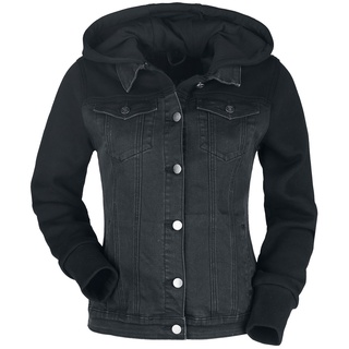 Jeansjacke für Damen  schwarz "Jeansjacke mit Sweatärmeln und Kapuze" von RED by EMP - XS