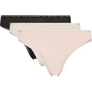 Bikinislip TOMMY HILFIGER UNDERWEAR "3P BIKINI" Gr. XL (42/44), bunt (black, ivory, pale pink) Damen Unterhosen Bikini Slips mit Spitzenkante 6 Tommy Hilfiger Logo-Elastiktape