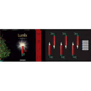 KRINNER LUMIX Superlight Mini Metallic, kabellose LED Christbaumkerzen, Erweiterungs-Set mit 6 Kerzen, ROT, Art. 75556-
