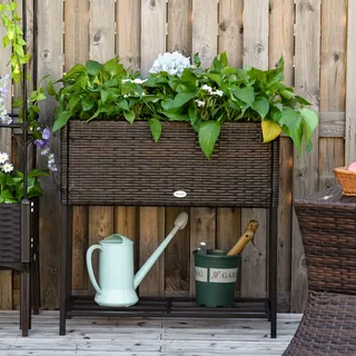 Outsunny Hochbeet Blumenkasten 70 x 30 x 70 cm Braun