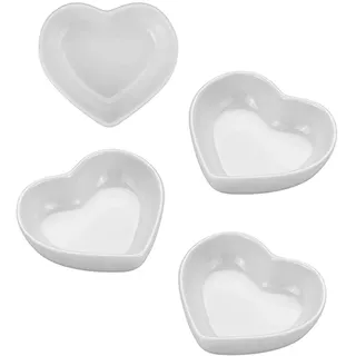 Keramik-Soßenschale, Süße herzförmige Schälchen, Mini Side Seasoning Dish Früher Würze Teller/ Sushi-Soja-Schüssel, Snack-Gerichte, Liebe Porzellan Kleines Untertassen-Set (4er-Set) (8cm) (8cm)