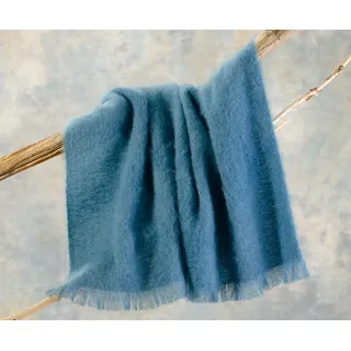 Luxus Wolldecke aus 100% Mohair, Mohairdecke, Mohairplaid 130x180cm (Ozeanblau)