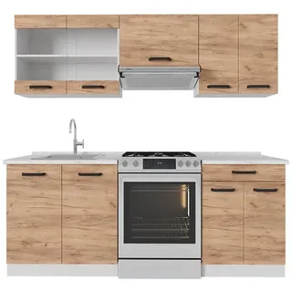 Vicco Küchenzeile R-Line 200 cm Goldkraft Eiche/Weiß