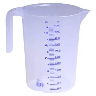 hünersdorff Messbecher 5l | Polypropylen (PP) | bruchsicher und spülmaschinengee - Transparent