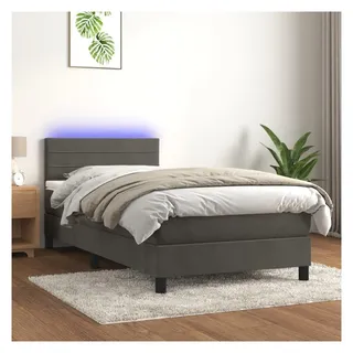 vidaXL Boxspringbett 90 x 200 cm Dunkelgrau