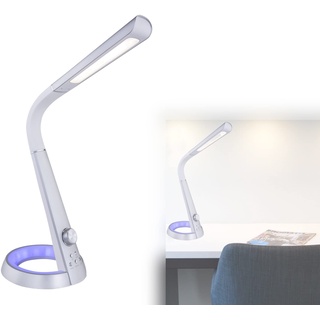 bmf-versand® Schreibtischlampe LED Farbwechsel - Schreibtischleuchte Warmweiß bis Kaltweiß Dimmbar - Nachttischleuchte Schlafzimmer Silber - Nachttischlampe inkl. Nachtlicht RGB