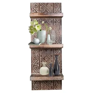Wandregal Wandbrett mit 3 Ablagen Küchenregal Hängeregal Vintage Landhaus Shabby Chic Regal Panel Model Anisa 25 cm breit braun - Braun