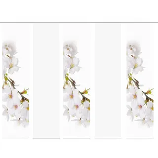 HOME WOHNIDEEN Schiebegardine 5er-Set Schiebegardinen KIRANGI 245 x 60 cm inkl. Zubehör, Weiß, halbtransparent, 100% Polyester beige