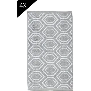 Done. Ethno Handtuchset 30 x 50 cm grau|silberfarben 4 St.