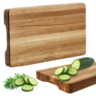 KADAX Schneidebrett aus Holz, Küchenbrett, 4cm dickes Fleischbrett aus Naturholz, Massives Eichenhackbrett, Servierbrett für Snacks, Käse, Früchte (30x45cm)