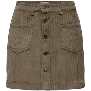 ONLY Mini Cord Rock Kurzer High Waist Skirt mit Knopfleiste und Fronttaschen ONLAMAZING, Farben:Dunkelbraun,Größe Damen:M - M
