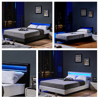 Home Deluxe LED Bett ASTRO mit Matratze - Farbe: weiß, Größe: 90 x 200 cm, Ausführung: mit Matratze