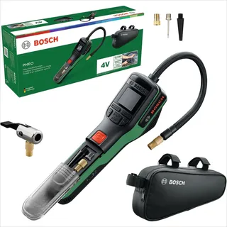 Bosch PNEO elektrische Fahrradpumpe mit 3 Ah Akku, 10,3 bar, 150 PSI | Mini-Kompressor für Fahrradreifen, Motorrad- und Autoreifen - mit LED-Licht, per USB wiederaufladbar - inkl. Fahrradtasche