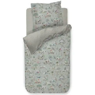 PiP Studio Bettwäsche Zubieta Blue, Perkal, 2 teilig, Häuser, Landschaften, florale Elemente blau|bunt